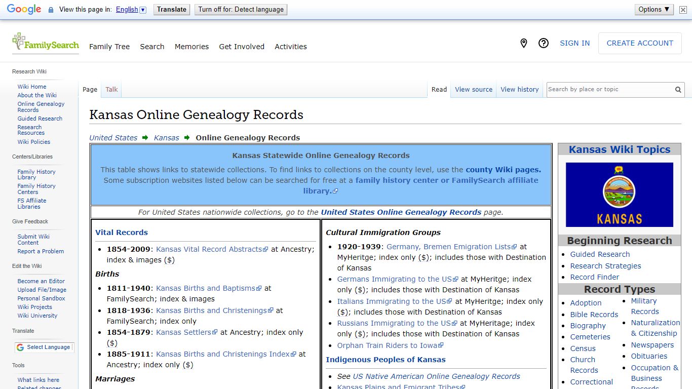 Kansas Online Genealogy Records • FamilySearch
